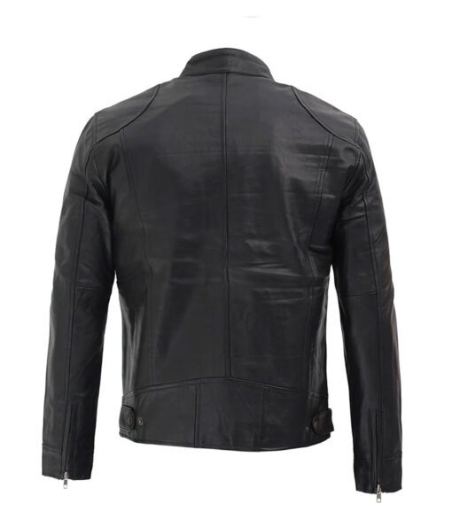 Black Mens Leather Racer Jacket - Modern Leather Jackets