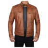 Mens Brown Leather Motorcycle Jacket