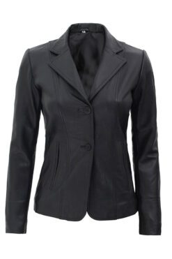Surrey Black Leather Blazer Jacket Womens