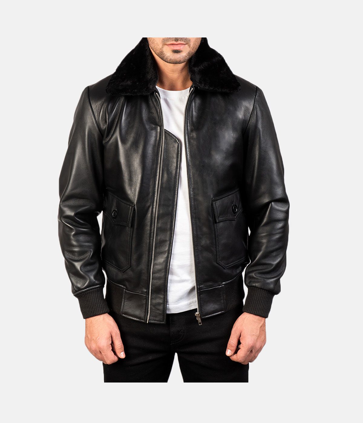 Black Leather Bomber Jacket - Modern Leather Jackets