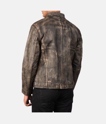 Alex Distressed Brown Leather Biker Jacket