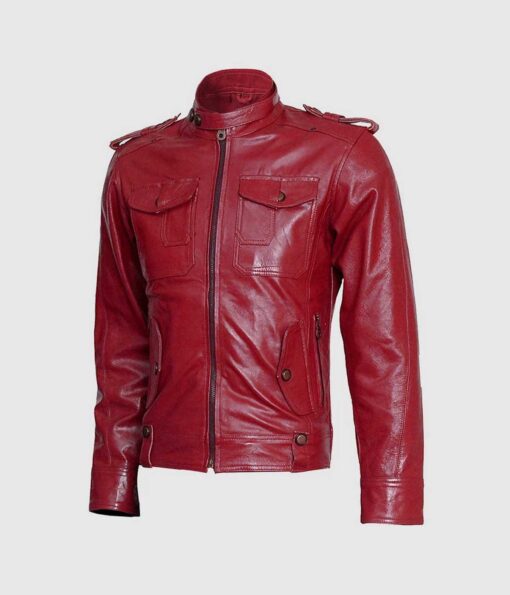 Biker-Look-Men-Burgundy-Leather-Jacket—Wyatt-1