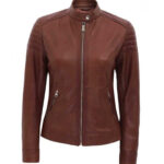Carrie Brown Slim Fitted Leather Jacket Women
