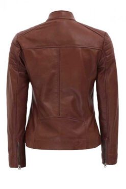 Carrie Brown Slim Fitted Leather Jacket Women
