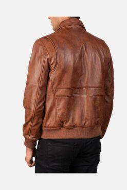 Coffmen Brown Leather Bomber Jacket