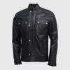 Gerard Butler Black Leather Jacket Men