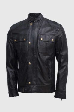 Gerard Butler Black Leather Jacket Men