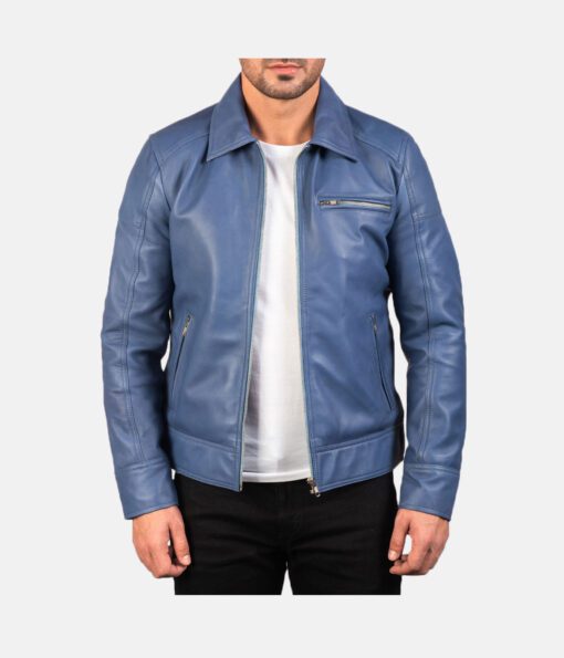 Lavendard-Lavendard Blue Leather Biker JacketBlue-Leather-Biker-Jacket-1
