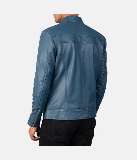Mack Blue Leather Biker Jacket