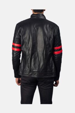 Black & Red Leather Biker Jacket