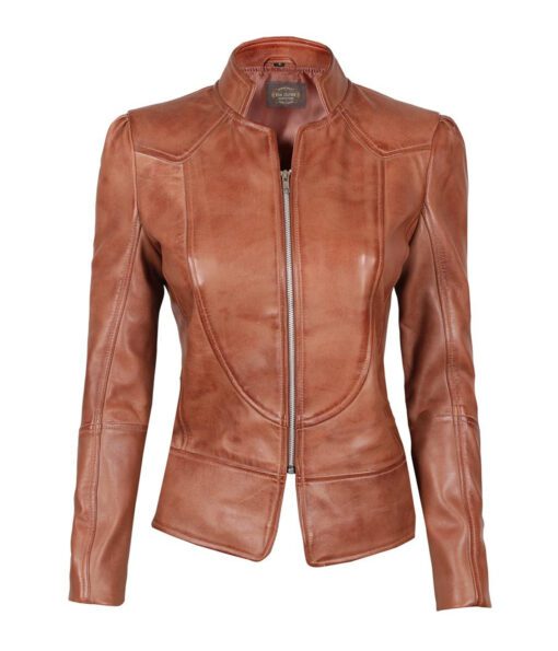 Amy-Womens-Brown-Fitted-Leather-Jacket-brown-1