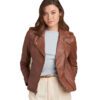 Erica Asymmetrical Genuine Leather Moto Jacket