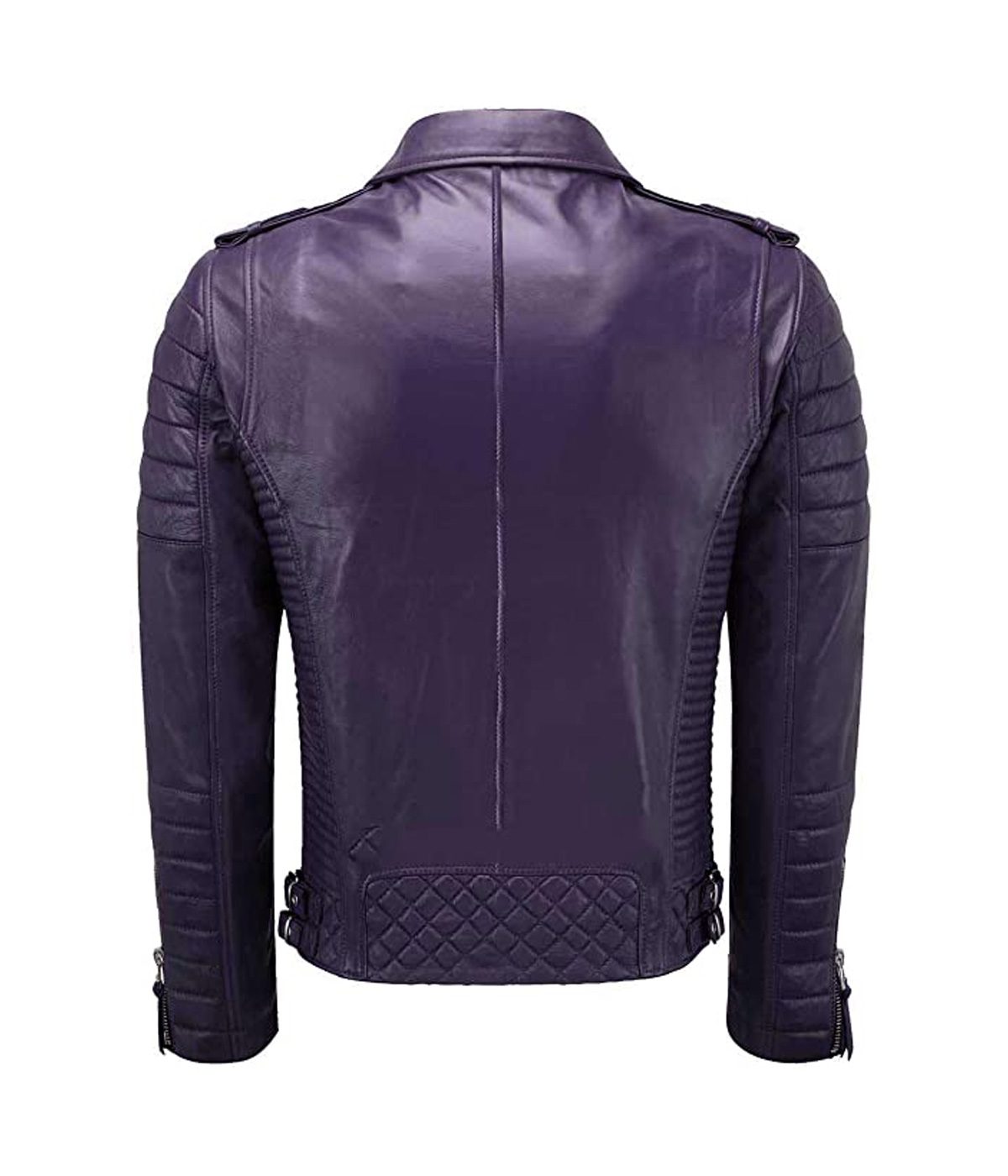 Leather Creative Mens Motobike Biker Style Quilted Genuine Leather Brown Jacket Faux, Genuine 