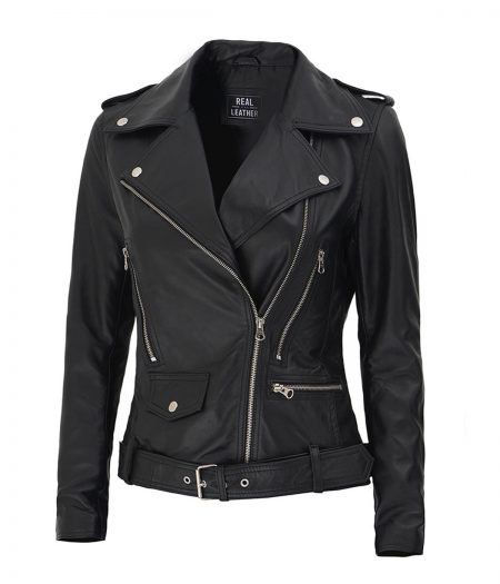 Womens Leather Black Biker Jacket