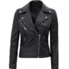 Ninfa Womens Black Real Leather Jacket