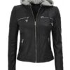 leather hooded jacket