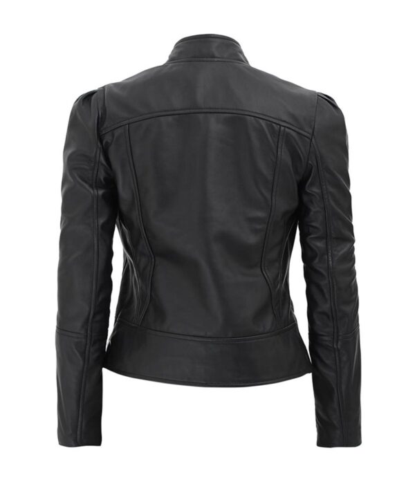 Women's Black Leather Jacket back