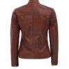 Women Carrie Brown Slim Fit Leather Jacket 2