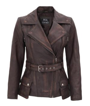 Asymmetrical Distressed Leather Jacket