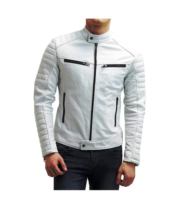 Men-Genuine-Leather-Jacket-White-Soft-Lambskin-Biker-Jacket-Motorcycle-Slim