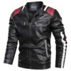 Winter Stand Collar Motorcycle Slim Style Leather Jacket