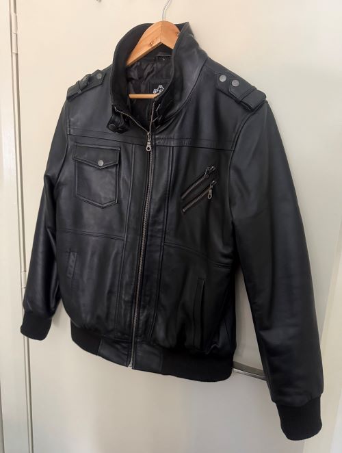 Ferrow Men’s Black Hooded Leather Jacket - Image 2