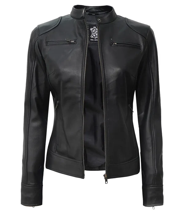 Dodge – Women’s Black Lambskin Leather Jacket | MLJ Edition - Image 2
