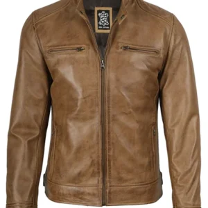 Dodge Men’s Camel Leather Jacket