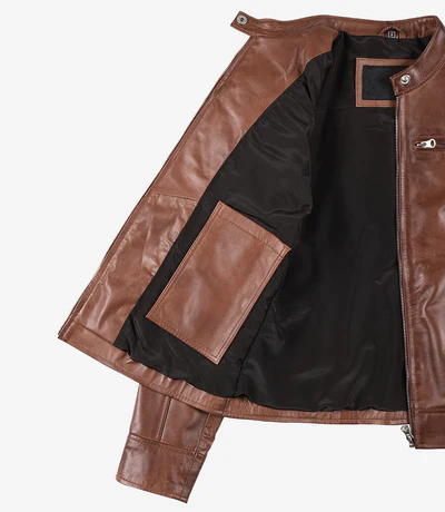 Dodge – Women’s Cognac Wax Lambskin Leather Jacket | MLJ Edition - Image 7