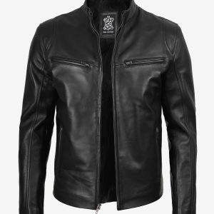 Aldrich – Men’s Black Lambskin Moto Jacket | MLJ Edition