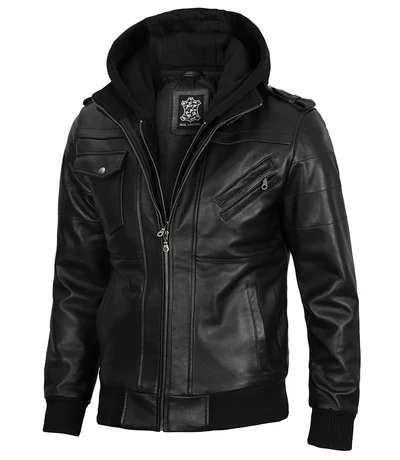 Edgefield Tall Men’s Black Leather Jacket - Image 2