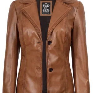 Marbella Women’s Tan Leather Blazer