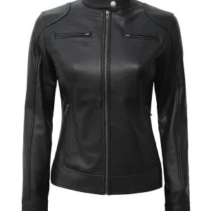 Dodge – Women’s Black Lambskin Leather Jacket | MLJ Edition