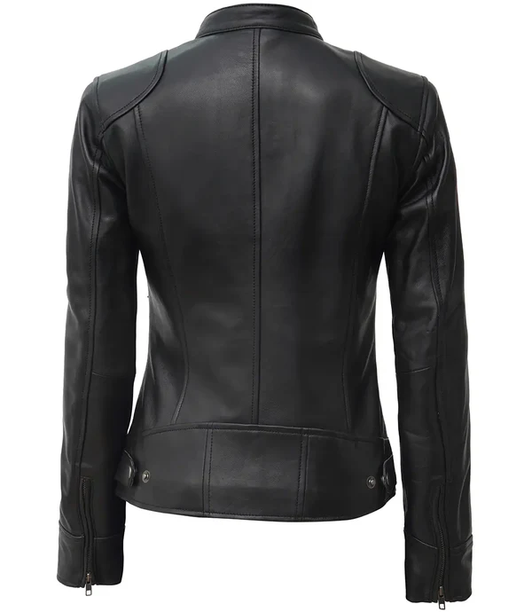 Dodge – Women’s Black Lambskin Leather Jacket | MLJ Edition - Image 3