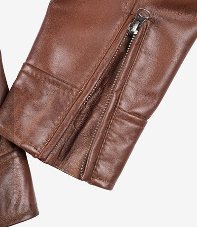 Dodge – Women’s Cognac Wax Lambskin Leather Jacket | MLJ Edition - Image 8