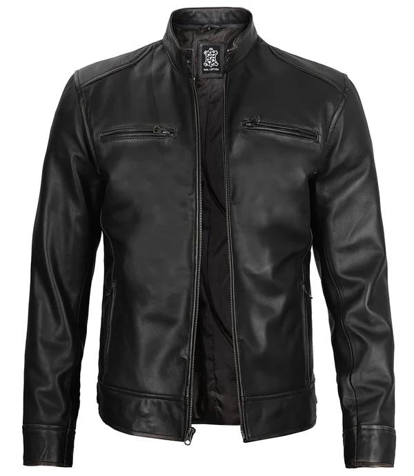 Dodge – Men’s Black Lambskin Leather Jacket | MLJ Edition - Image 7
