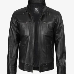Marxton Black Hooded Leather Jacket – Men