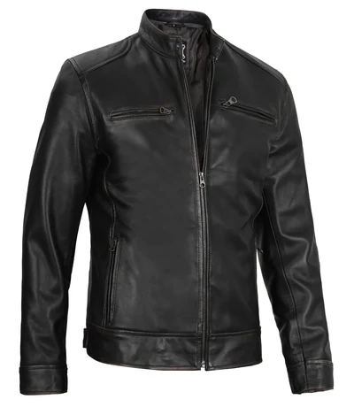 Dodge – Men’s Black Lambskin Leather Jacket | MLJ Edition - Image 5