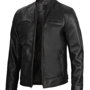 Dodge – Men’s Black Lambskin Leather Jacket | MLJ Edition