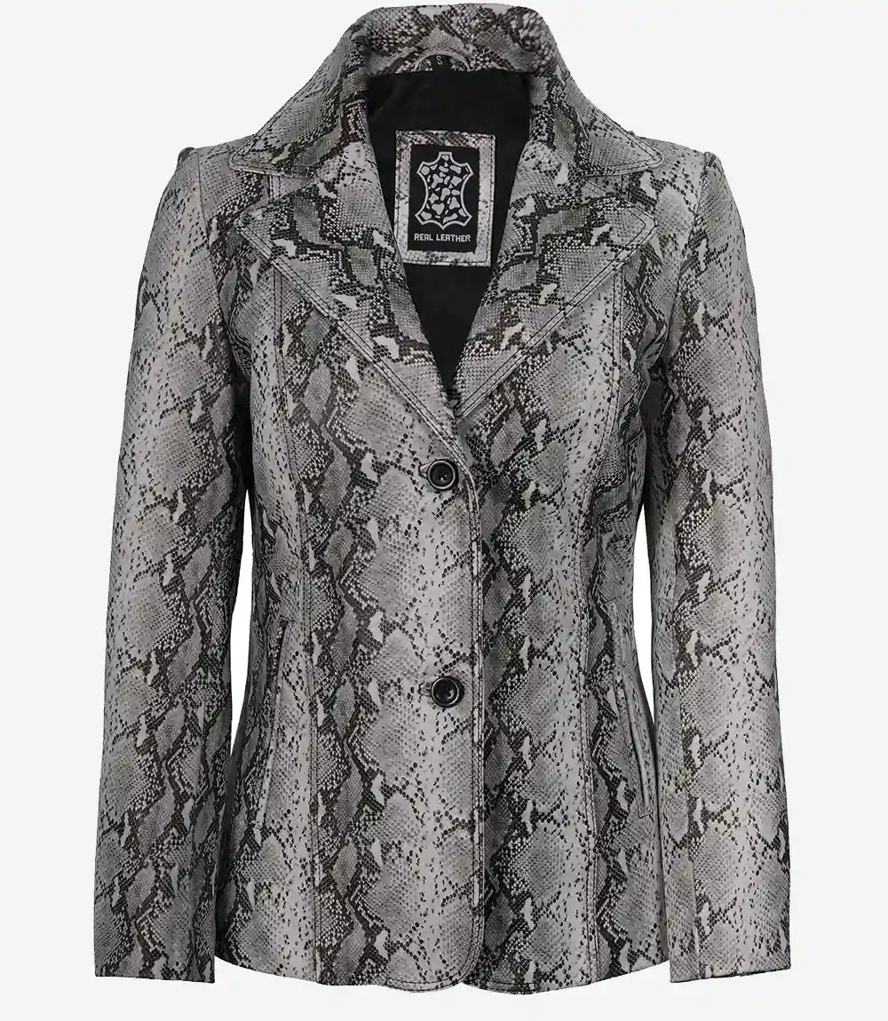 Artemis Snake-Print Leather Blazer – Women - Image 4