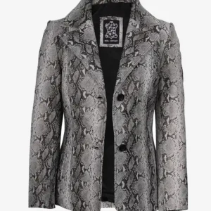 Artemis Snake-Print Leather Blazer – Women