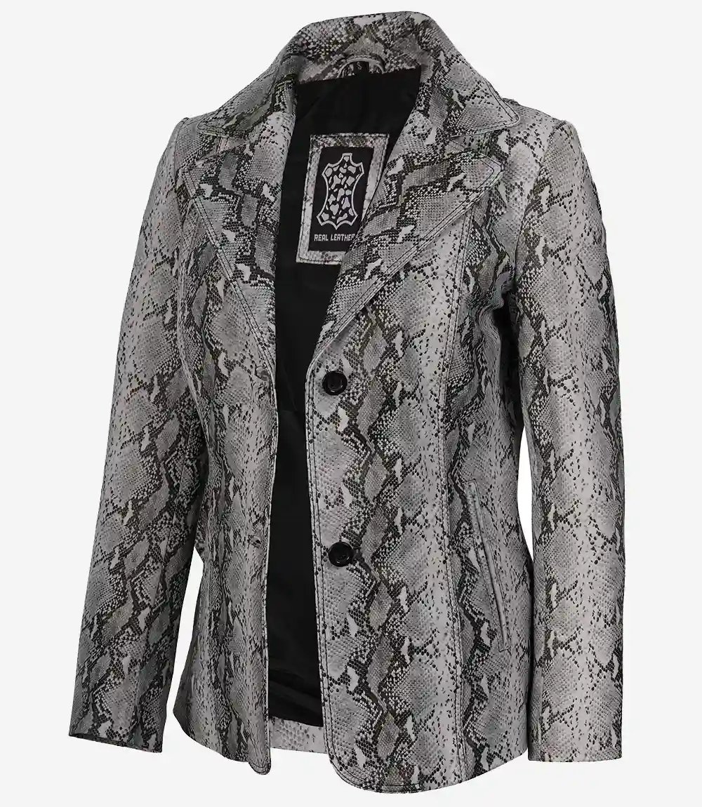 Artemis Snake-Print Leather Blazer – Women - Image 3