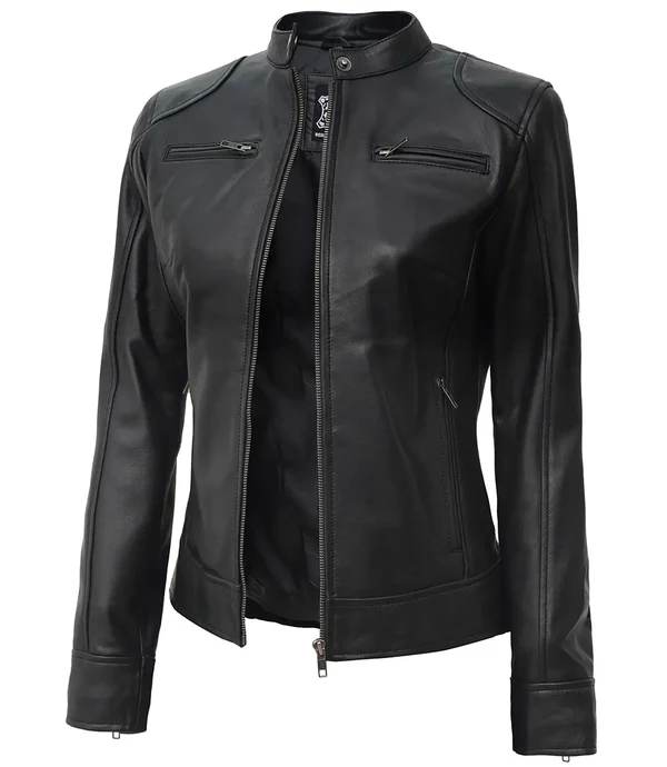 Dodge – Women’s Black Lambskin Leather Jacket | MLJ Edition - Image 4